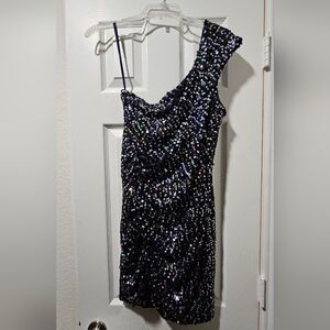 New As U Wish Navy Blue Sequin Dress M